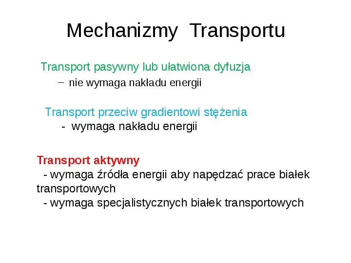 Rodzaje transportu Białka - Slide 3