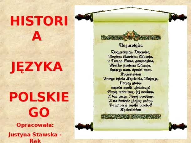 Historia Języka Polskiego - Slide pierwszy