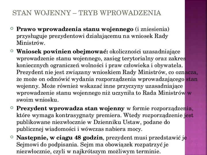 Stany nadzwyczajne w Polsce - Slide 13
