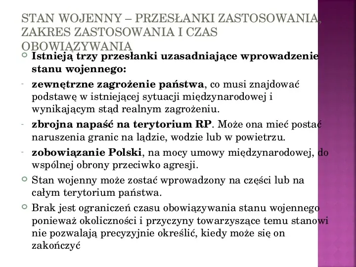 Stany nadzwyczajne w Polsce - Slide 14