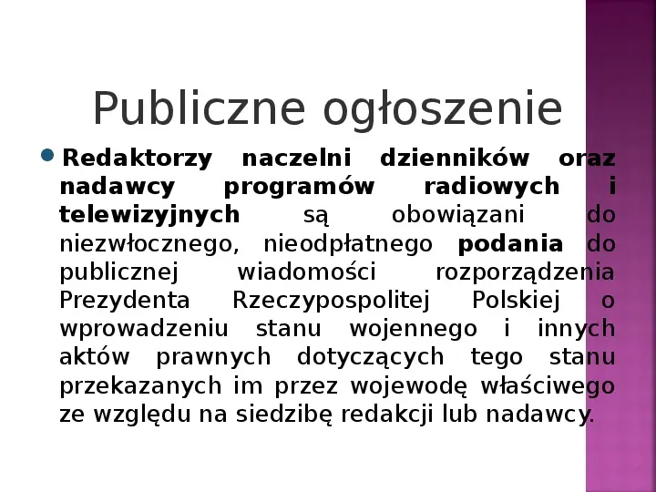 Stany nadzwyczajne w Polsce - Slide 20