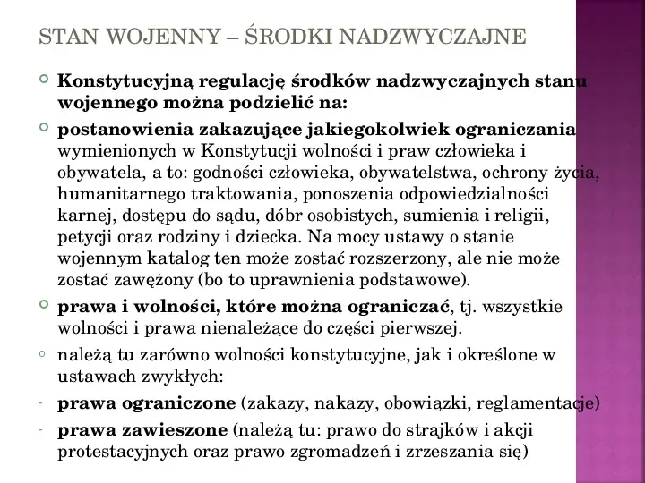Stany nadzwyczajne w Polsce - Slide 41