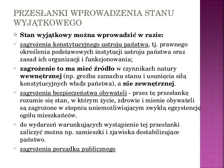 Stany nadzwyczajne w Polsce - Slide 49