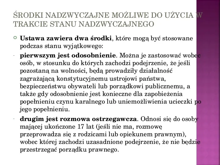 Stany nadzwyczajne w Polsce - Slide 54
