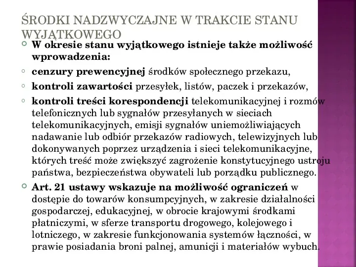 Stany nadzwyczajne w Polsce - Slide 55
