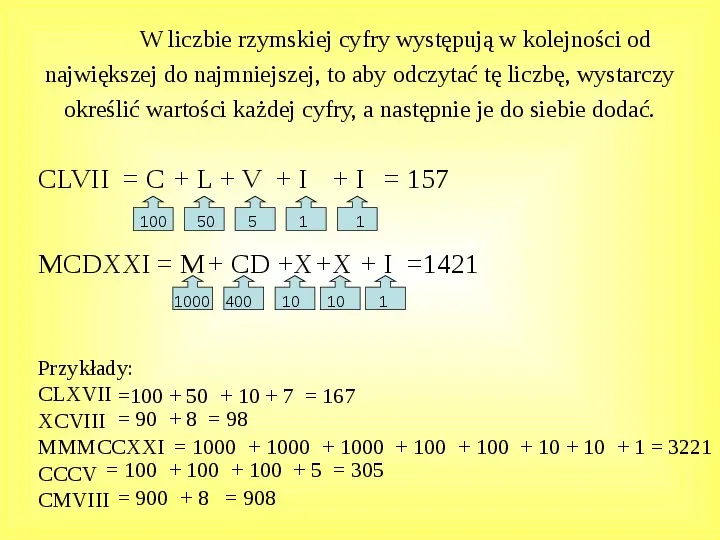 Rzymski system zapisywania liczb - Slide 9