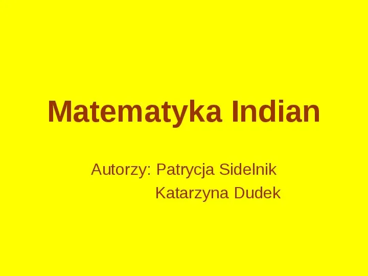 Matematyka Indian - Slide 1