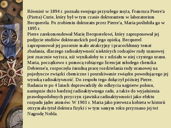 Maria Skłodowska - Curie - Slide 11