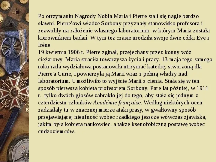 Maria Skłodowska - Curie - Slide 13