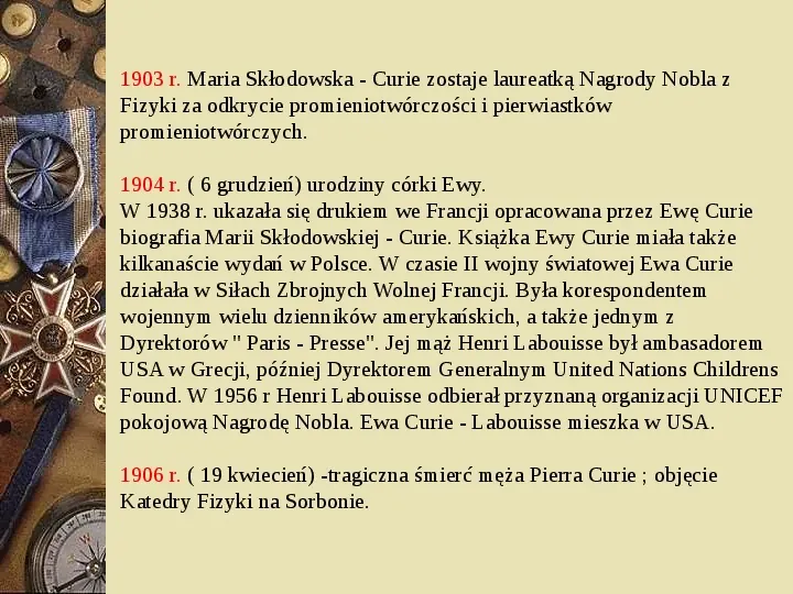 Maria Skłodowska - Curie - Slide 27