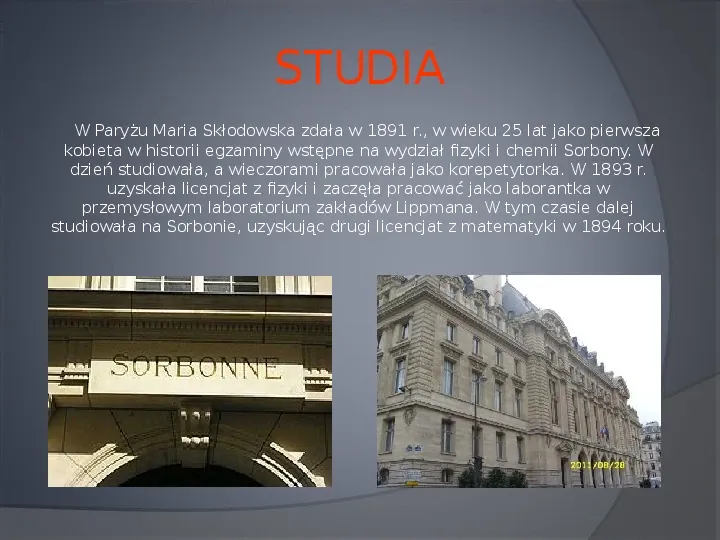 Maria Salomea Skłodowska-Curie - Slide 11