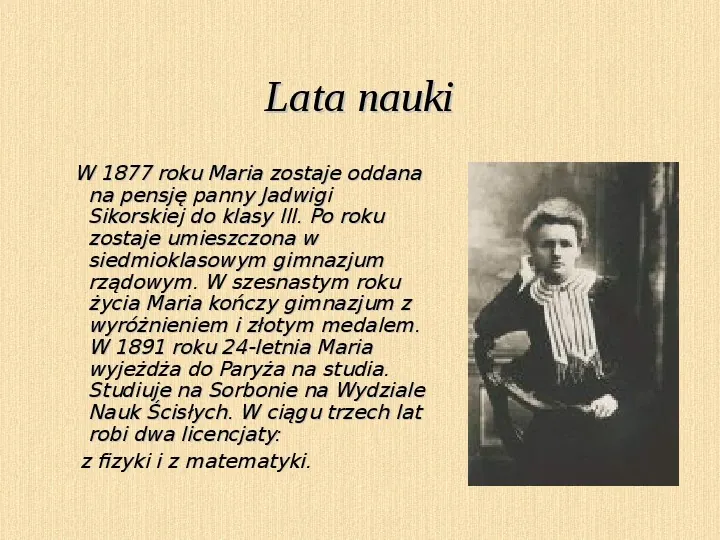 Maria Skłodowska Curie - Slide 3