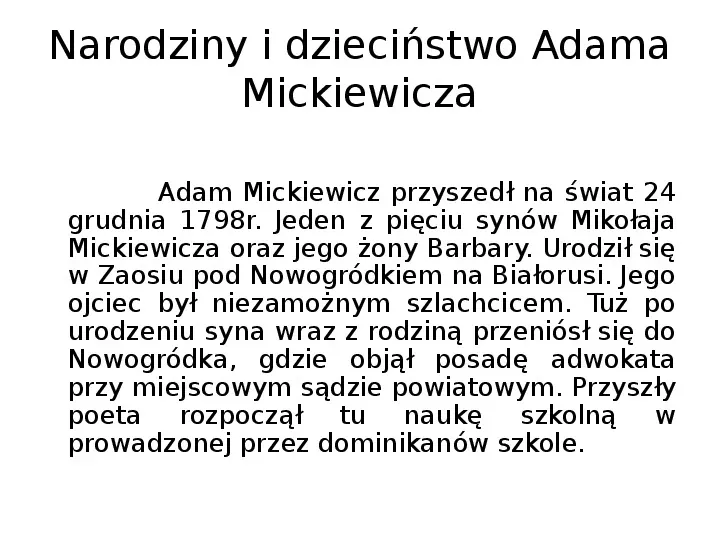Biografia Adama Mickiewicza - Slide 4