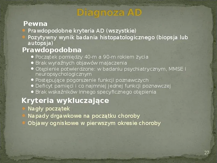 Choroby otępienne - Slide 27