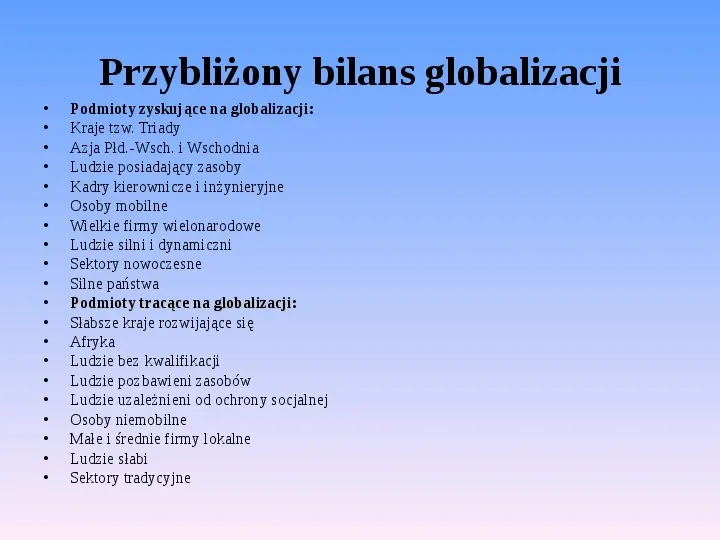 Globalizacja gospodarki światowej - Slide 26