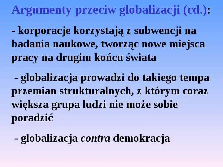 Globalizacja gospodarki światowej - Slide 31