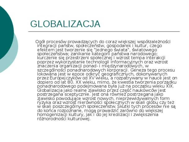 Globalizacja - Slide pierwszy