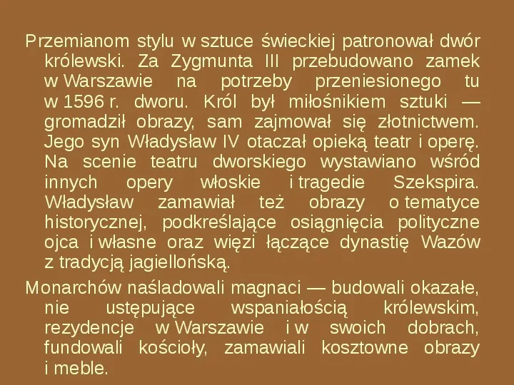 Barok i sarmatyzm w Polsce - Slide 15