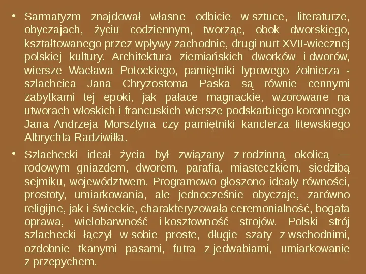 Barok i sarmatyzm w Polsce - Slide 7