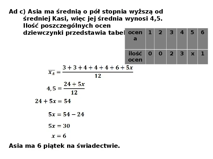Średnia arytmetyczna, dominata, mediana - Slide 10
