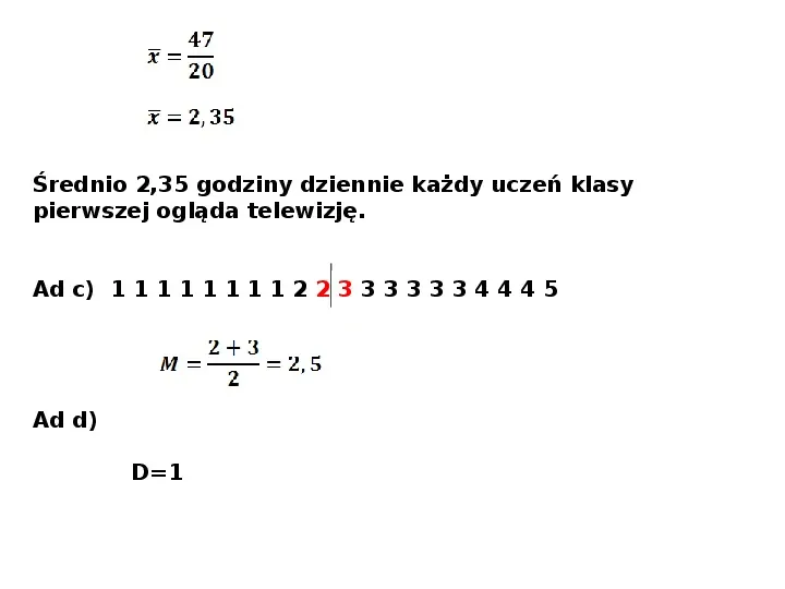 Średnia arytmetyczna, dominata, mediana - Slide 15