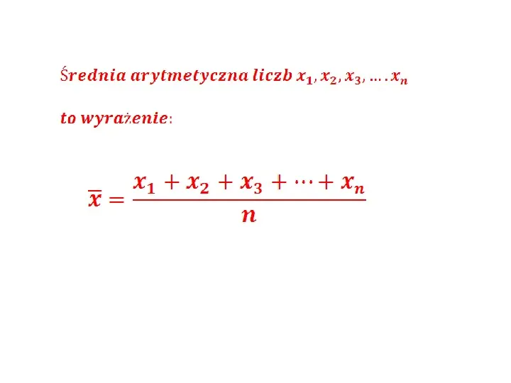 Średnia arytmetyczna, dominata, mediana - Slide 2
