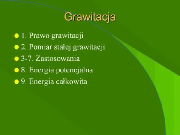 Grawitacja - Slide pierwszy