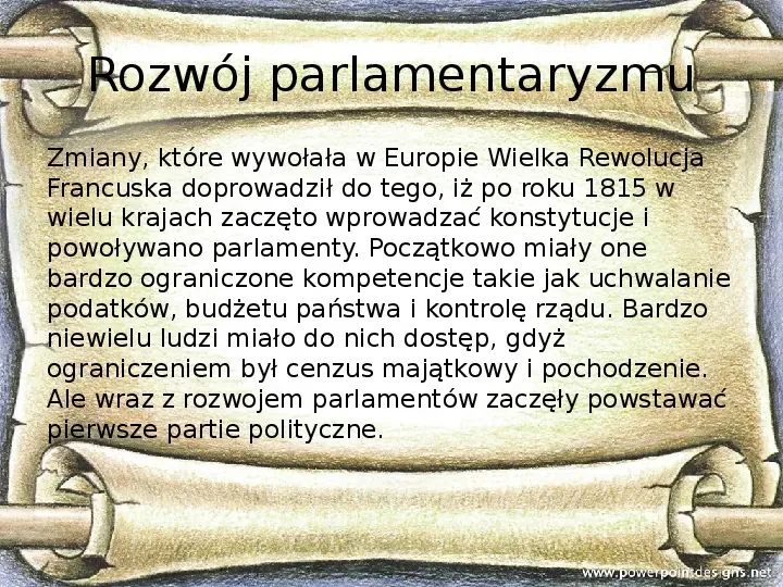 Główne nurty polityczne w Europie w 1 poł. XIX wieku. Rozwój parlamentaryzmu - Slide 16