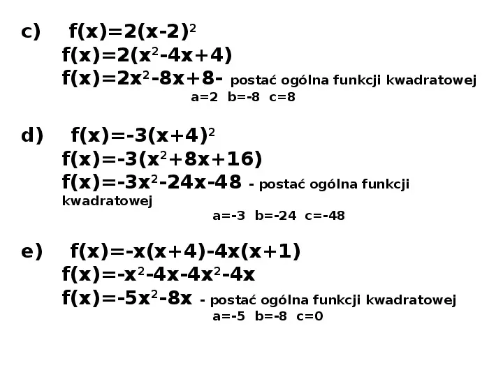Postać ogólna funkcji kwadratowej - Slide 4