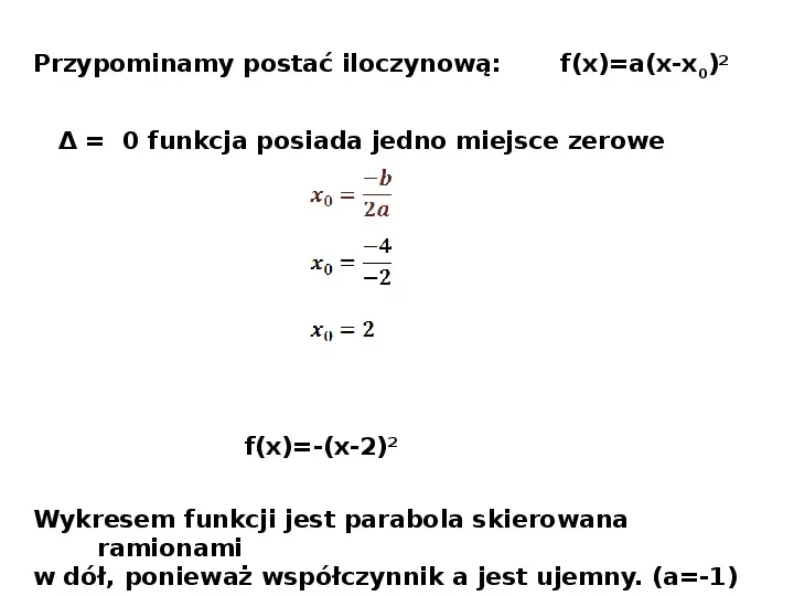 Postać ogólna funkcji kwadratowej - Slide 9