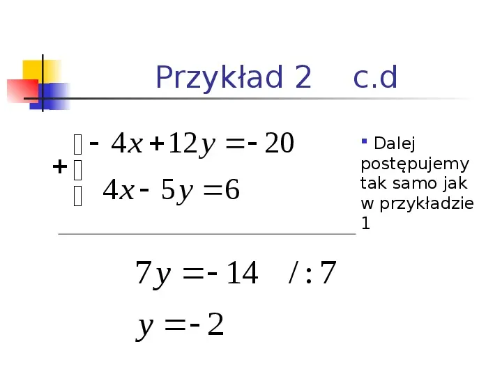 Rozwiązywanie układów równań metodą przeciwnych współczynników - Slide 5