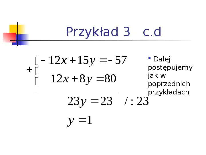 Rozwiązywanie układów równań metodą przeciwnych współczynników - Slide 8