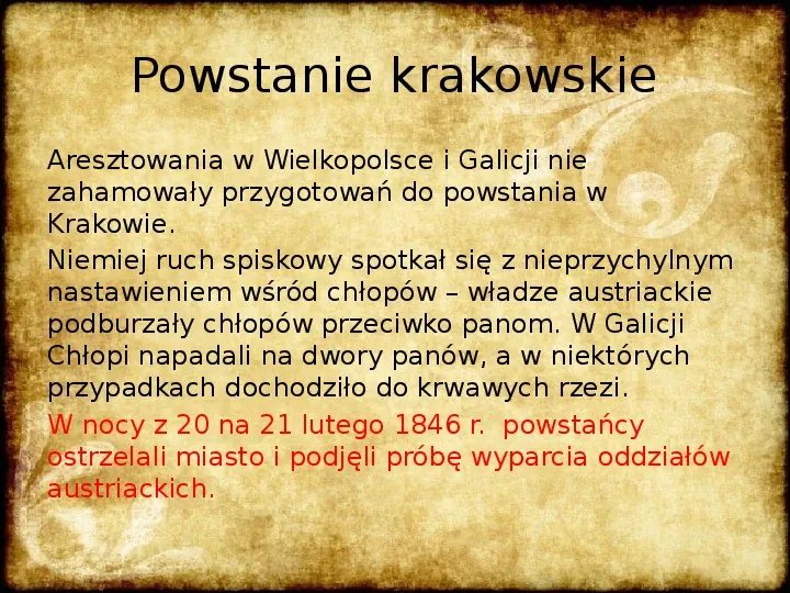 Ruch spiskowy na ziemiach polskich w latach 30 i 40 XIX wieku. Powstanie krakowskie. Rabacja galicyjska - Slide 9