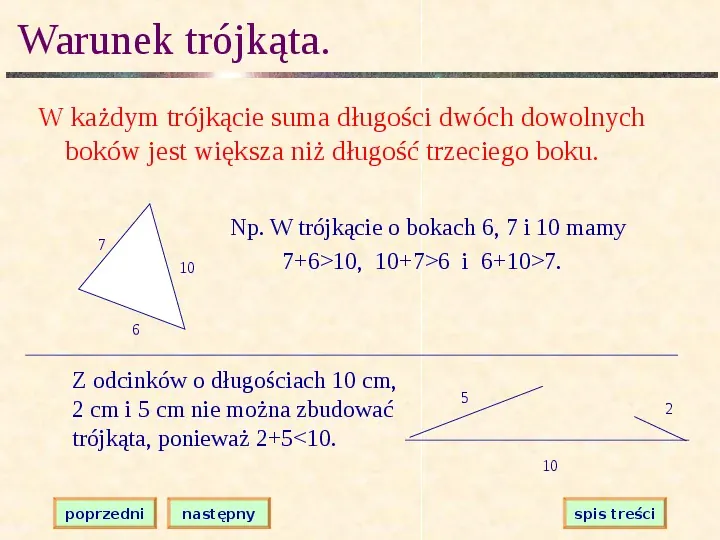 Własności i klasyfikacja trójkątów - Slide 4
