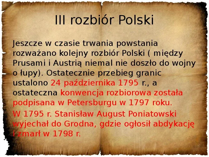 Upadek Rzeczpospolitej -  II i III rozbiór Polski - Slide 17