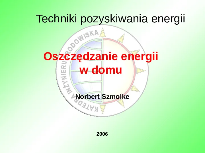 Oszczędzanie energii w domu - Slide 1