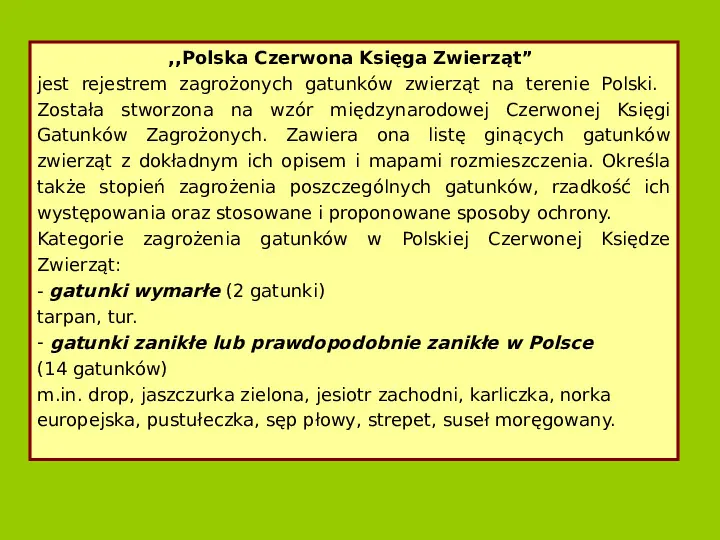 Polska czerwona ksiega gatunków zagrożonych - Slide 5