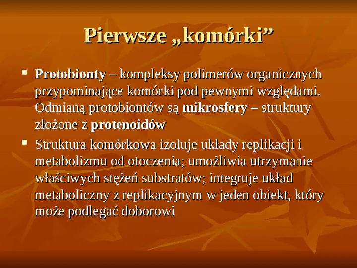 Powstanie i ewolucja życia - Slide 19