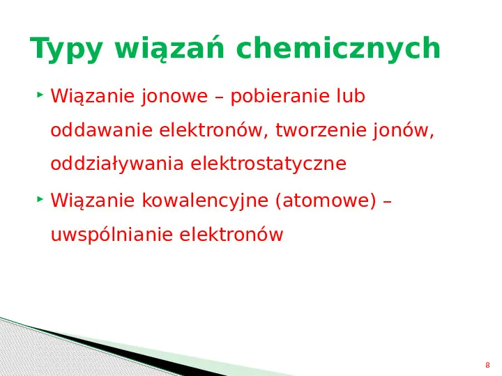 Wiązania chemiczne - Slide 8