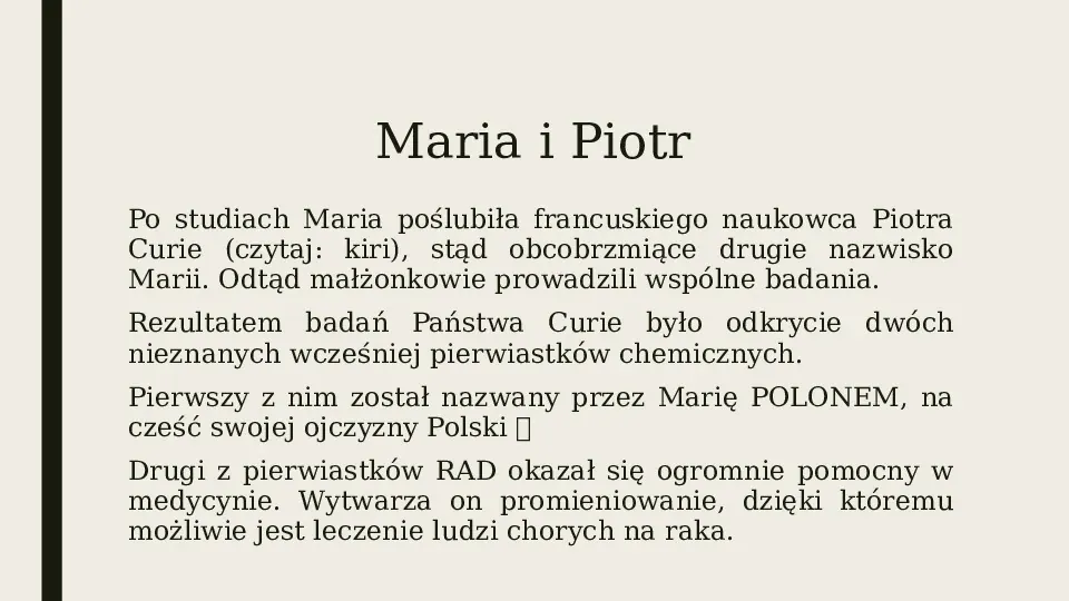 Maria Skłodowska Curie - polska noblistka - Slide 8