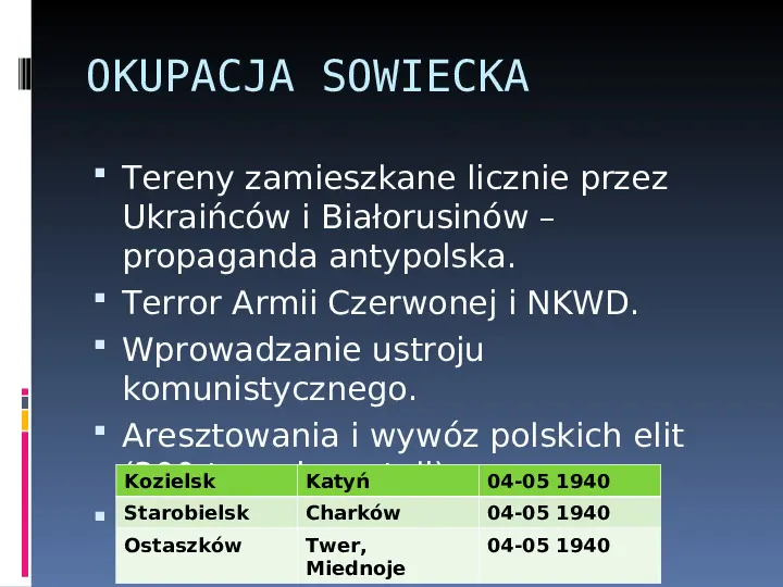 Położenie narodu polskiego pod okupacją niemiecką i sowiecką - Slide 3