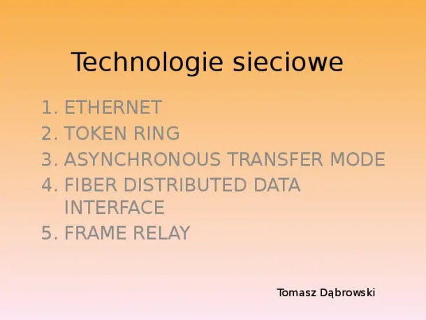 Technologie sieciowe - Slide pierwszy