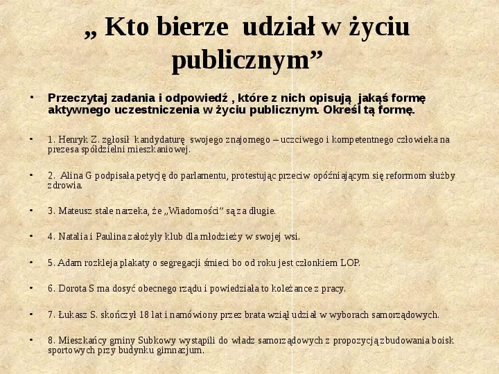 Formy uczestnictwa obywateli w życiu publicznym - Slide 13