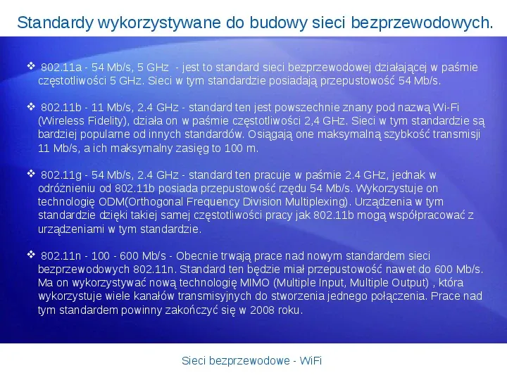 Sieci bezprzewodowe - WiFi - Slide 9