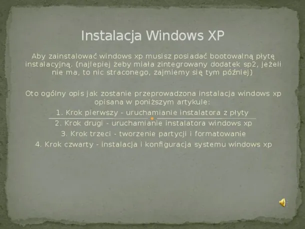 Instalacja Windows XP - Slide pierwszy