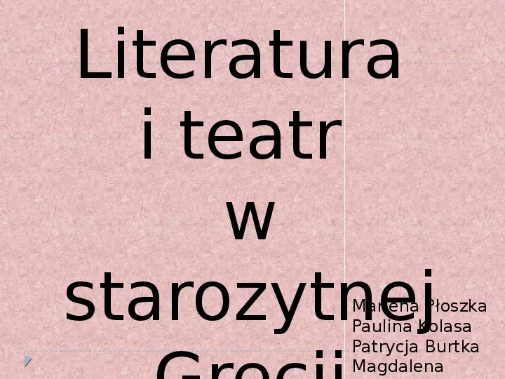 Literatura i teatr w starozytnej Grecji - Slide 1