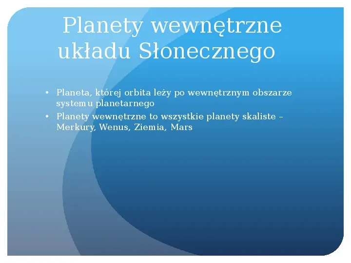 Planety wewnętrzne układu słonecznego - Slide 1