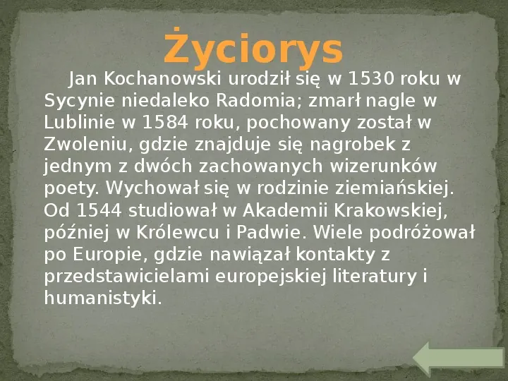 Jan Kochanowski - Slide 3