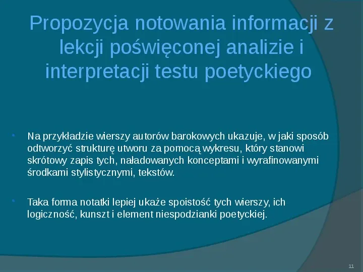 Metody analizy i interpretacji tekstów literackich - Slide 11