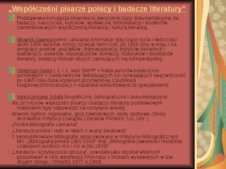 Źródła informacji z dziedziny historii literatury - Slide 37